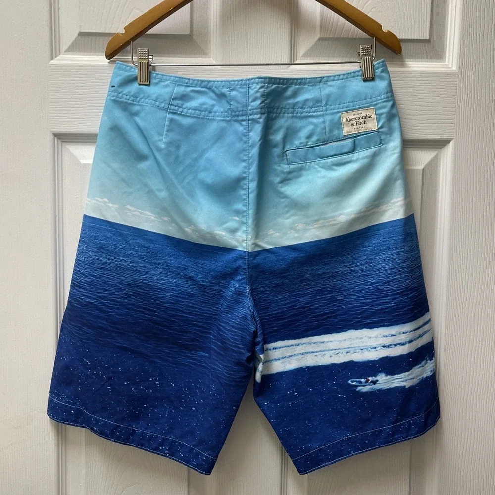 Abercrombie & Fitch Men's Large Board Shorts All Over Print Swim Y2K VTG Unlined